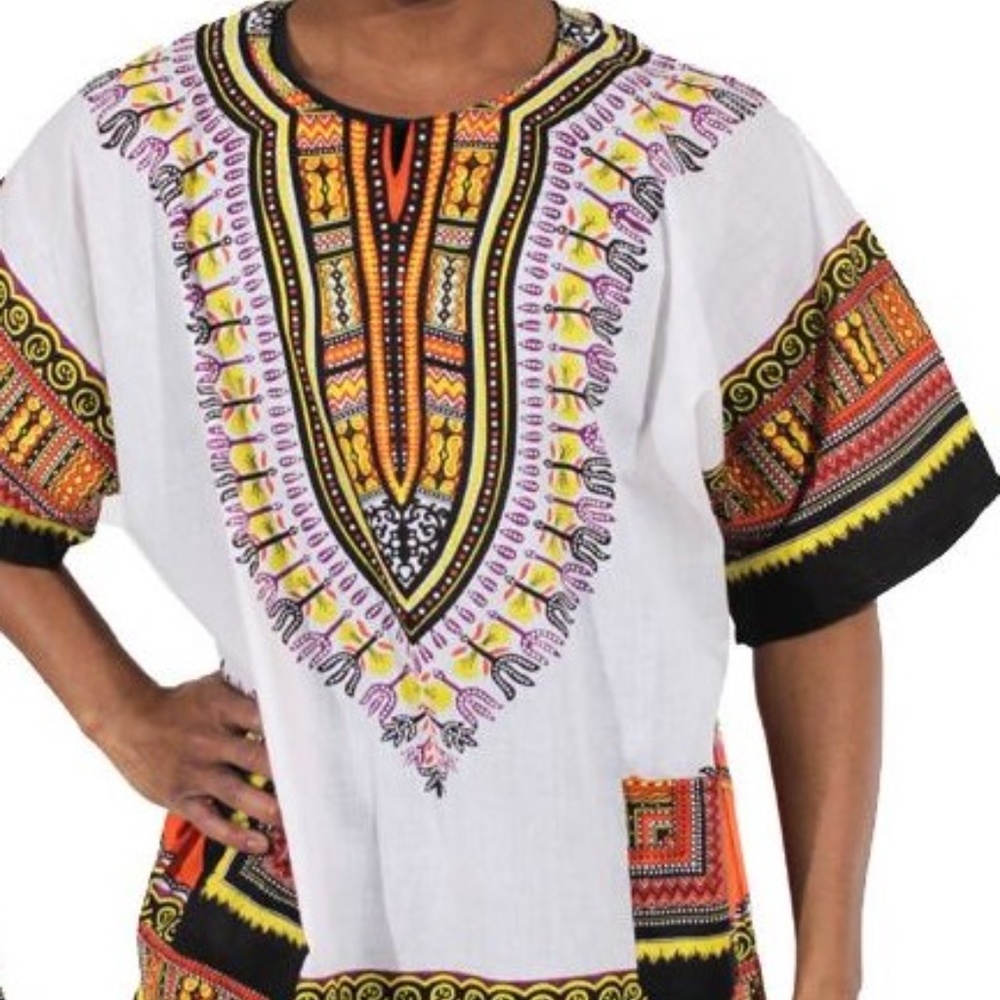 Cotton Dashiki Top - One Size - Unisex - Free Kufi Hat